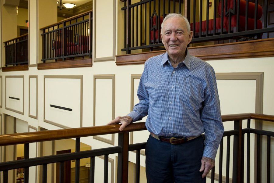 Lee Robertson, who died July 3 at 102, earned the title "Mr. Western" due to his lifelong involvement with the university. As a 1950 graduate, Robertson went on to become the superintendent of Barren Country Schools, WKU alumni director, director of WKU-Glasgow campus, and now serves as Special Assistant to VP in the development &amp; alumni relations office. Robertson was 95 in this photo.