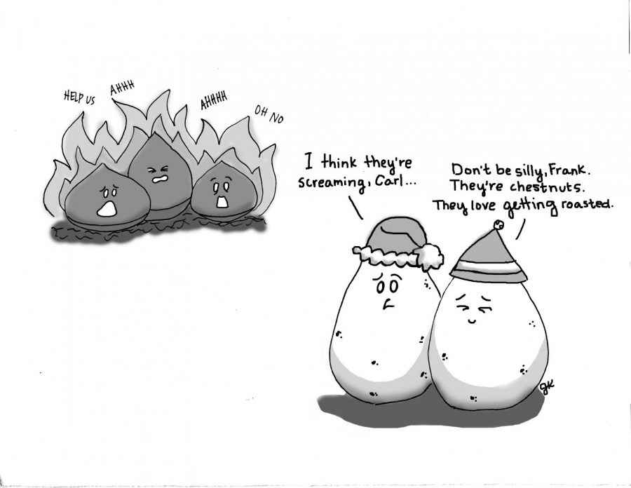 Chestnuts roasting on an open fire