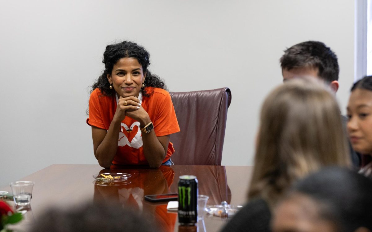 Seema Sheth, senior vice president and Regional Executive of the Louisville Branch of the Federal Reserve Bank of St. Louis, hosted by WKU Women in Business and Alpha Kappa Psi Fraternity, met with WKU students before her presentation on her Career Path in Finance and Economics in Grise Hall on Feb 7, 2024. Sheth shared some of her concerns she faced, saying “How was I going to be able to compete in the classroom with these folks who I thought outclassed me?” Sheth then explained how her practical knowledge turned out to be more valuable than a pristine resume.