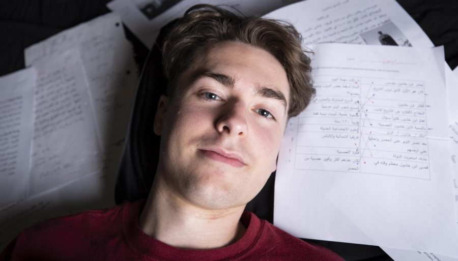 Reece Gillespie poses for a portrait in the Herald studio on WKU Campus in Bowling Green, Ky. on Sunday, Aug. 28. Gillespie is an International Business, Arabic and Chinese Flagship student at WKU. 