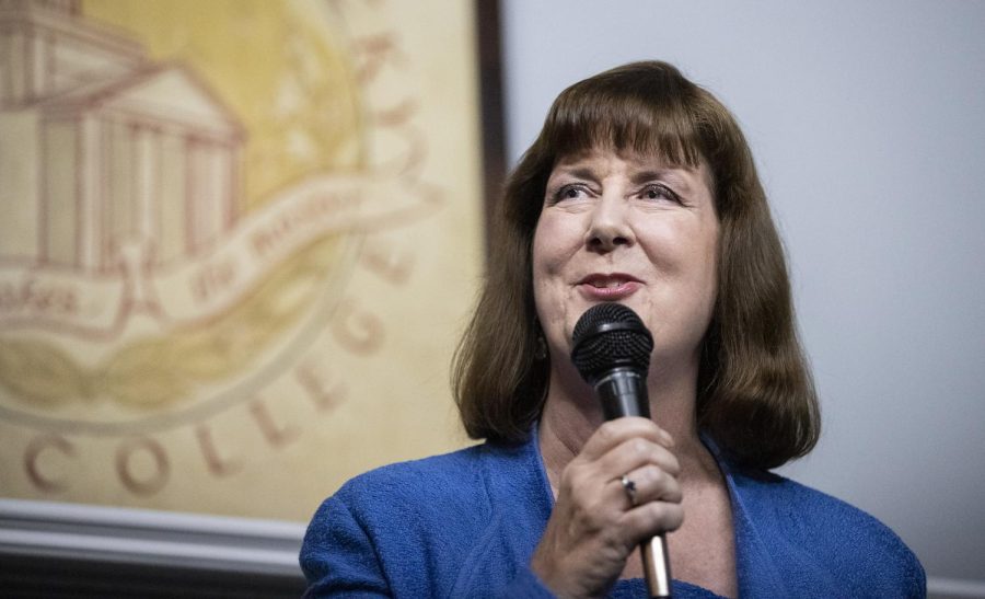 State Representative Patti Minter (D) concedes to Republican challenger Kevin Jackson during her election watch party at Preservation Tasting Room in Bowling Green, Ky. on Tuesday, Nov. 8, 2022. 