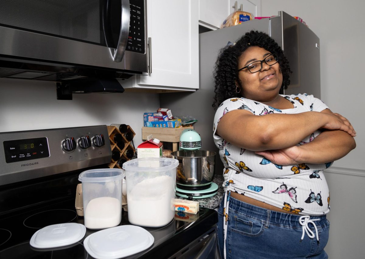 Graduate student Gatara Townsend sells home-cooked meals and desserts from her kitchen. “Cooking brings me peace and joy,” Townsend said. “It gives me the time to reflect on happy memories I have created with my mom and my aunt. It makes me feel closer to God in many ways because I also take the time to just talk to him sometimes when I cook.” Photographed in her kitchen on March 30.