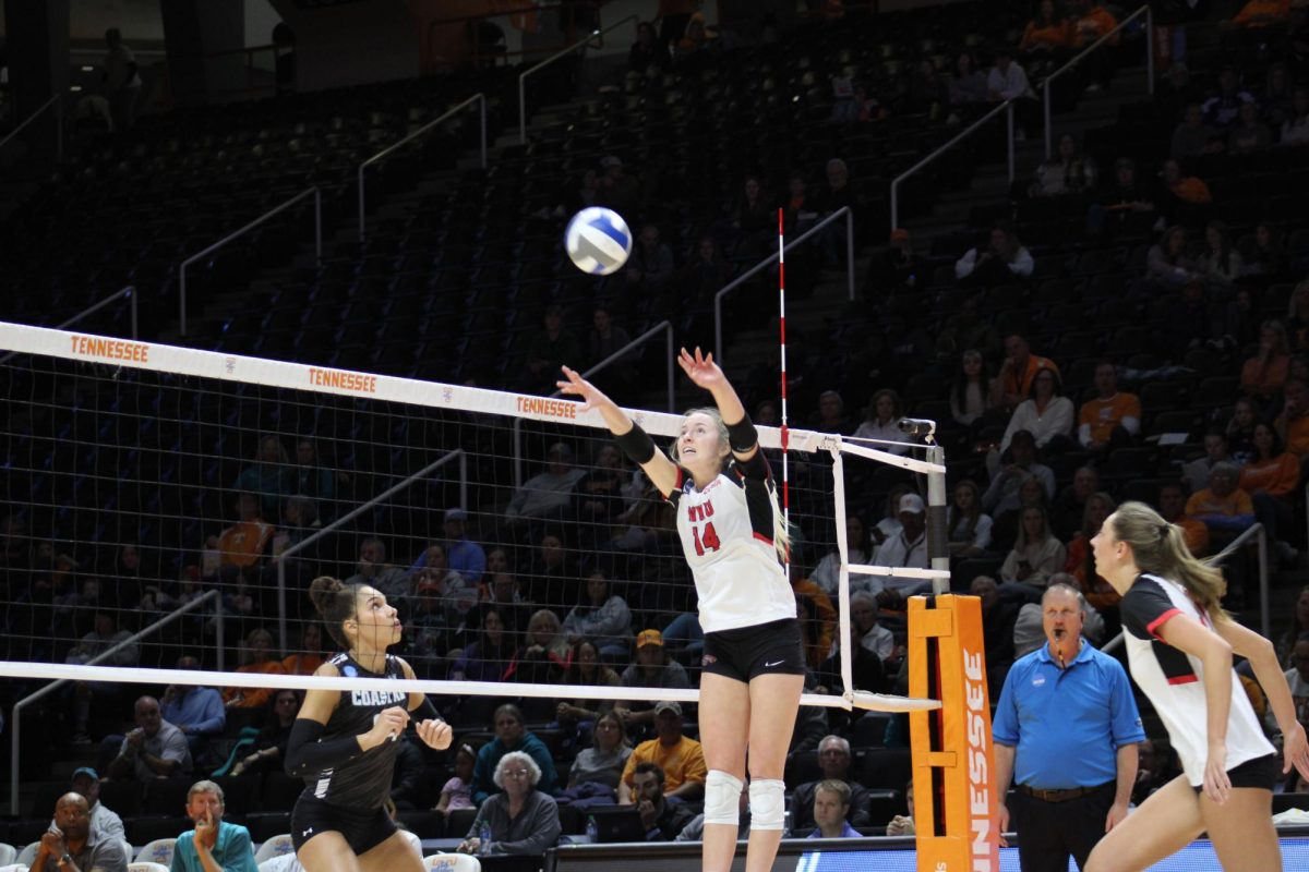  Redshirt sophomore setter Callie Bauer led the team with 43 assists in the match against Coastal Carolina on Dec. 1 in round one of the NCAA Division I Volleyball Championship.