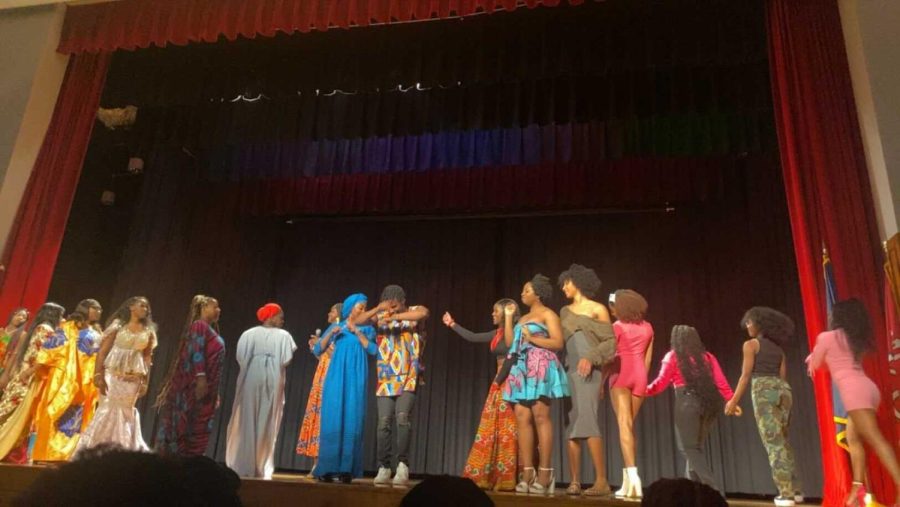Students perform at the African Student Union second annual fashion show on Monday, April 10.
