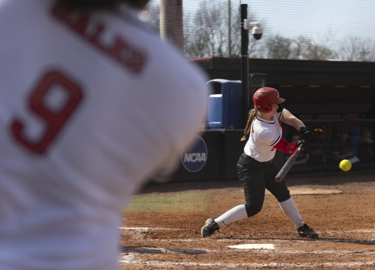 WKU Softball junior Randi Drinnon (7), swings at a pitch during WKU’s matchup against Northern Illinois University on Sunday, March 3, 2024 at the WKU Softball Complex. WKU won 11-2.
