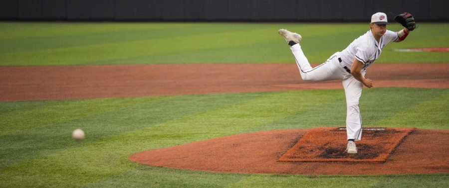 Hilltopper Baseball’s starting pitcher Luke Stofel (30) throws to thrown a ball down to home plate during their game against the Belmont Bruins at Nick Denes Field on April 5th.