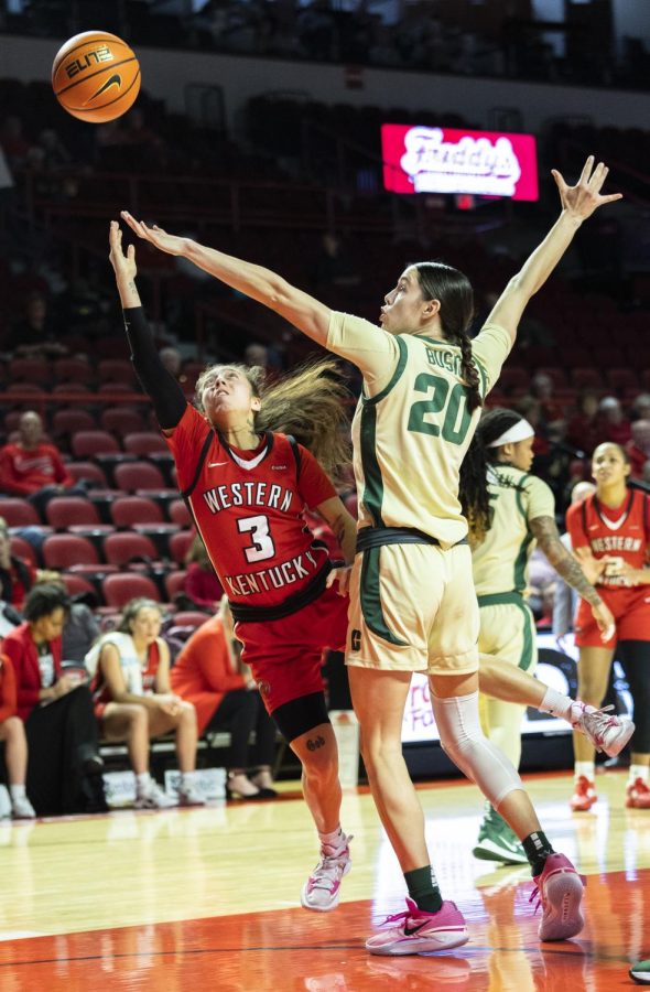 Sophomore guard Alexis Mead (3) attempts a two-point shot during the matchup with Charlotte on Thursday, Feb. 16, 2023, in E.A. Diddle Arena. WKU won 75-73.  