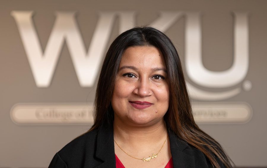 Nadia Houchens, program coordinator for the Bachelor of Science in Healthcare Administration at WKU, poses for a portrait at the Academic Complex on campus in Bowling Green.