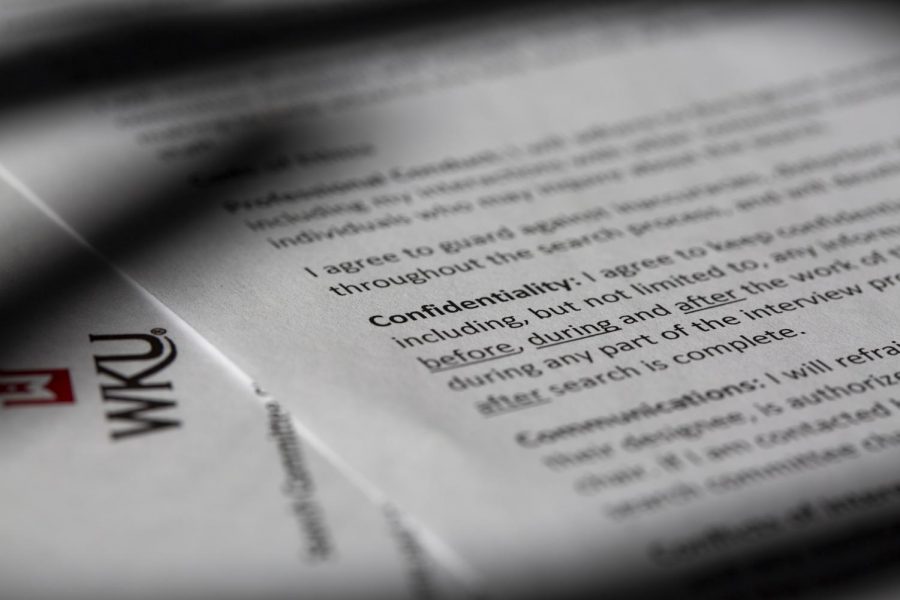 An example of the WKU non-disclosure agreement form.