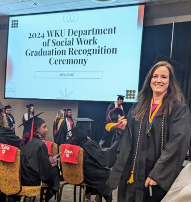 Tracey Hays, 41, is recognized at the 2024 Department of Social Work Graduation Recognition Ceremony at the Knicely Conference Center on May 2. Photo provided by Tracey Hays.