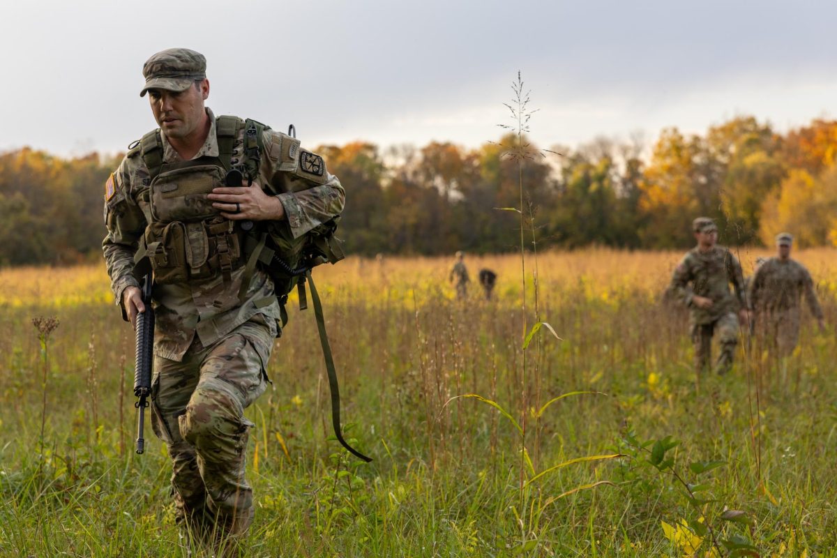 William Stanley walks off the field with his team in tow after completing a drill during an ROTC lab on at Weldon Peete Park. The group does lab every Thursday.