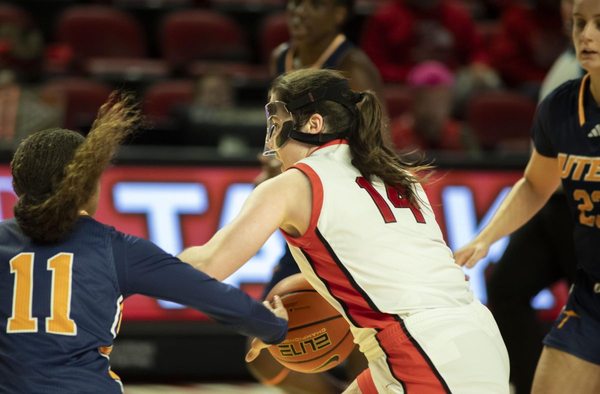 WKU senior guard, Teresa Faustino, drives against UTEP in E.A. Diddle Arena on Saturday, Jan. 20, 2024.