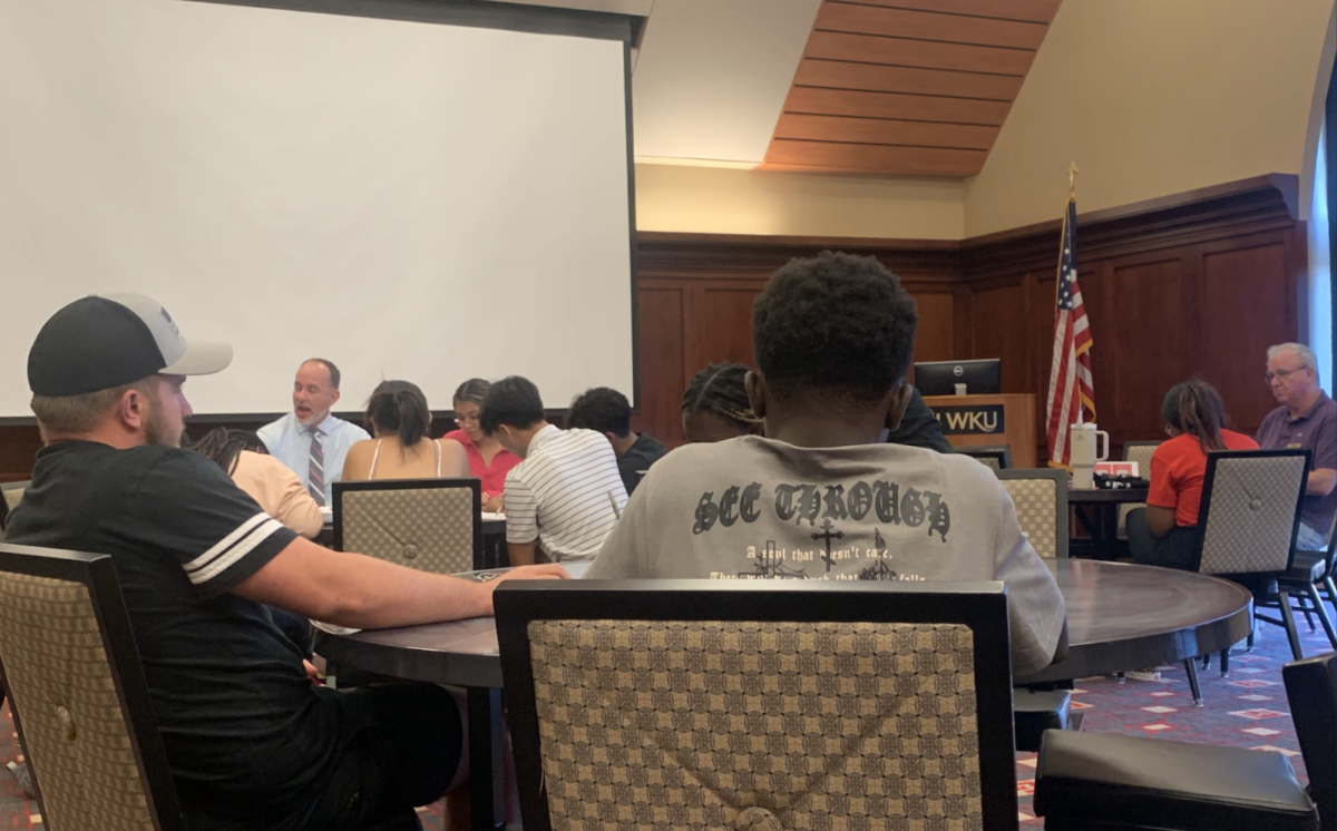 Students gather for WKU F1rst Gen's 'Make it Count Monday' event, inviting first generation students to learn about conversation skills. 